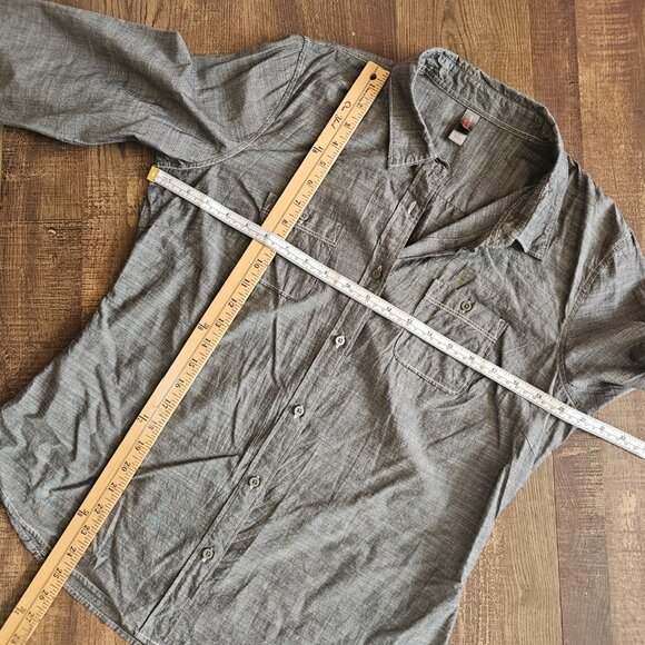 District Made Long Sleeve Washed Woven Workshirt, L, Grey - Picture 5 of 13